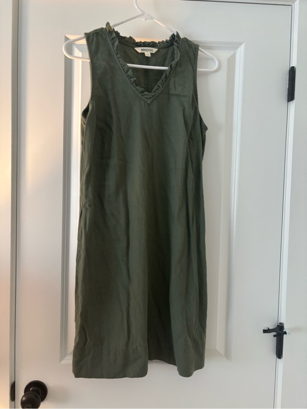 Briggs linen Olive Green V-Neck Midi Dress